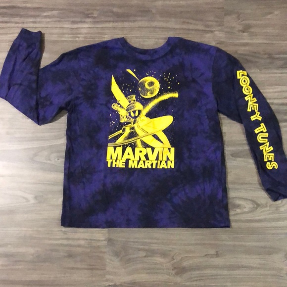 T-shirt Looney Tunes Marvin The Martian - Taille L, Coton, Manches Courtes Rouge/noir